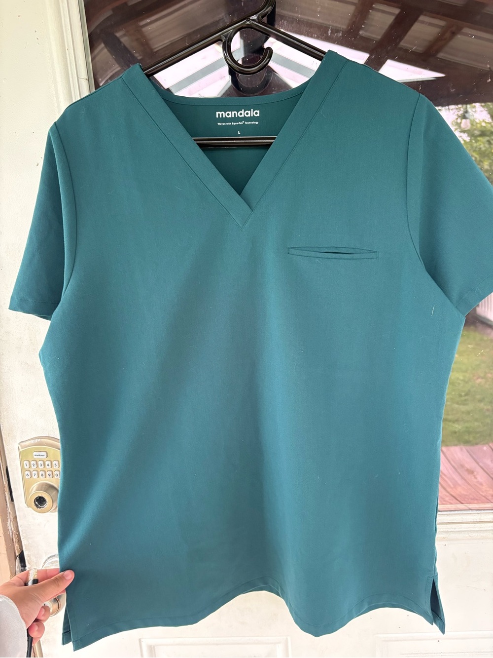 Mandala Teal V-Neck Medical Scrub Top